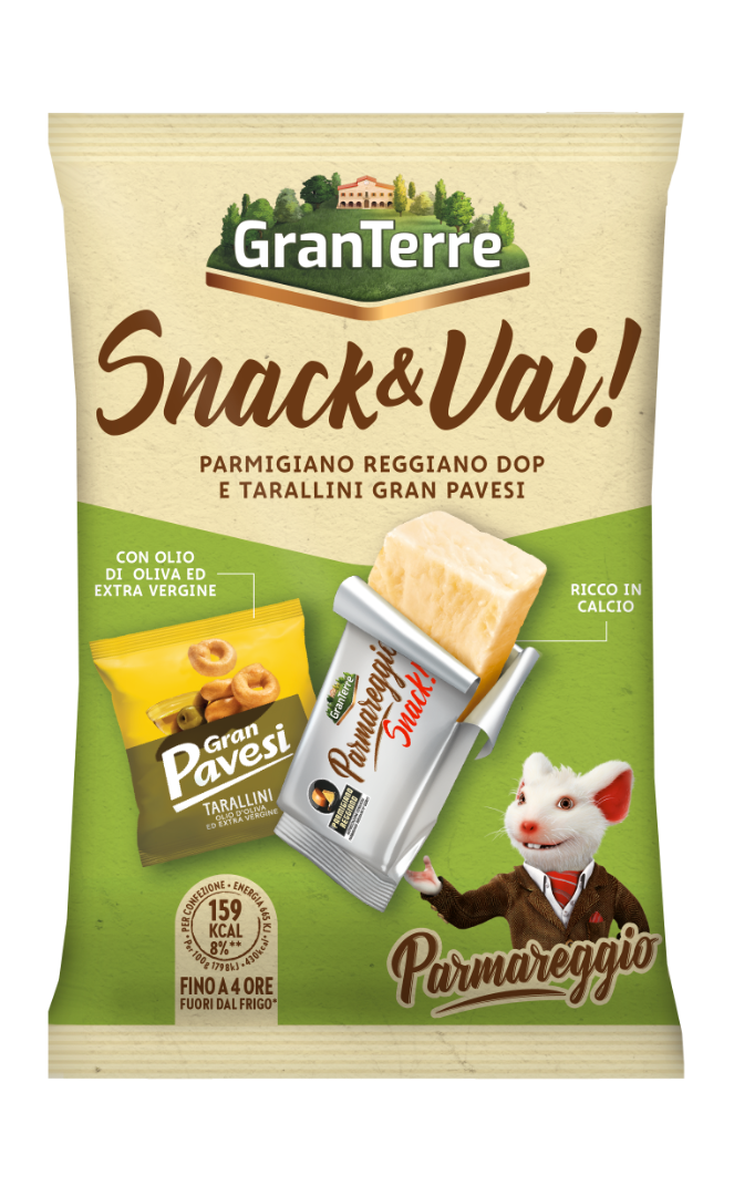 SNACK&VAI: PARMIGIANO REGGIANO DOP E TARALLINI GRAN PAVESI